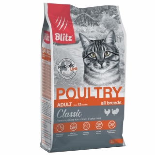 Сухой корм BLITZ Classic Adult Cat POULTRY для взрослых кошек (домашняя птица)